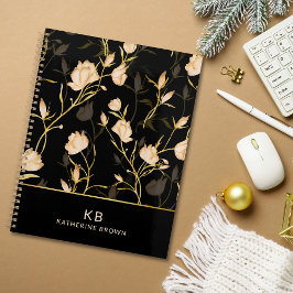 Zwarte Gouden Bloemige Elegantie Trendy 2026 plann Planner