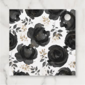 Zwarte Gouden Bloemige Glam Bladeren Bruiloft Bedankjes Labels (Achterkant)