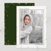 Zwarte & Gouden Bokeh Sterren Seizoensgroeten Foto Feestdagenkaart (Voorkant / Achterkant)