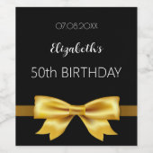 Zwarte gouden boog elegante verjaardag wijn etiket (Enkel label)