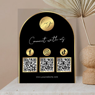 Zwarte & Gouden Boog Logo QR Code Sociale Media Acryl Bord