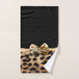 Zwarte & Gouden Boog Luipaard Print Bad Handdoek