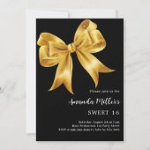 Zwarte gouden boog luxe Sweet 16 Kaart (Voorkant)