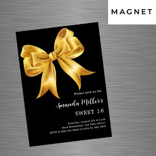 Zwarte gouden boog luxe Sweet 16 Magnetische Uitnodiging