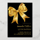 Zwarte gouden boog Quinceanera luxe Folie Uitnodiging (Voorkant)