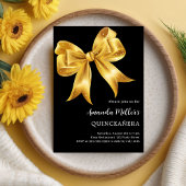 Zwarte gouden boog Quinceanera luxe Kaart
