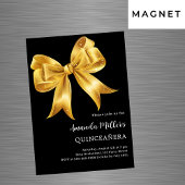 Zwarte gouden boog Quinceanera luxe Magnetische Uitnodiging