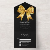 Zwarte gouden boog rsvp verjaardag all in one uitnodiging (Binnen)