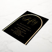 Zwarte gouden boog script 50ste verjaardag luxe folie uitnodiging (Gedraaid)