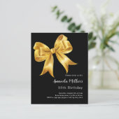 Zwarte gouden boog uitnodiging voor verjaardag (Staand voorkant)