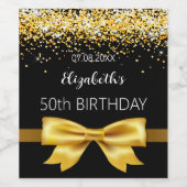 Zwarte gouden boog verjaardag wijn etiket (Enkel label)