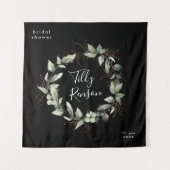 Zwarte Gouden Botanische Succulente Bruidsdouche Wandkleed (Voorkant)