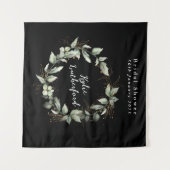 Zwarte Gouden Botanische Succulente Bruidsdouche Wandkleed (Voorkant (horizontaal))