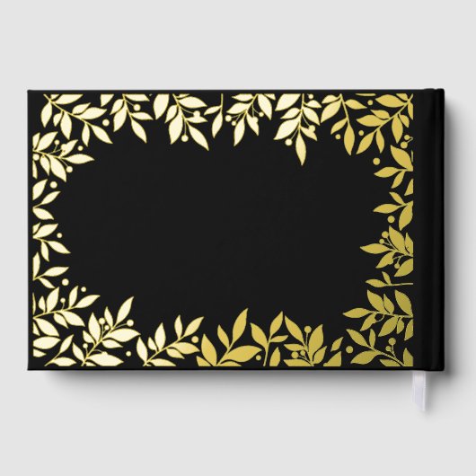 Zwarte gouden botanische trouw  gastenboek (Achterkant)
