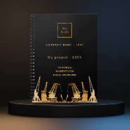 Zwarte gouden bouw kraan bedrijf logo notitieboek