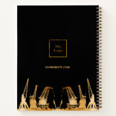 Zwarte gouden bouwkranen business logo 2026 notitieboek (Achterkant)