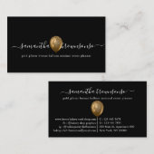 Zwarte gouden brons ballon met minimale planner visitekaartje (Voorkant / Achterkant)
