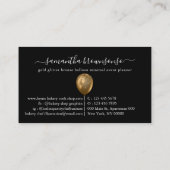 Zwarte gouden brons ballon met minimale planner visitekaartje (Achterkant)