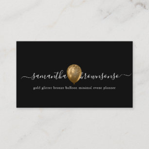 Zwarte gouden brons ballon met minimale planner visitekaartje