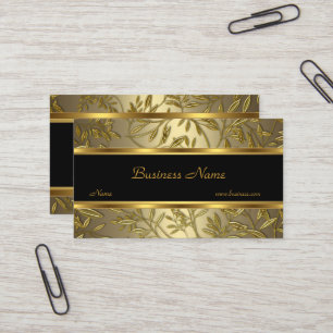 Zwarte Gouden Bronzen Bloem Elegant Visitekaartje