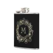 Zwarte Gouden Bruidsjonker Monogram Fles Heupfles (Links)