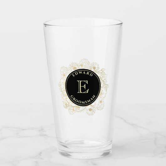 Zwarte Gouden Bruidsjonker Pintglas Cadeau Glas (Voorkant)