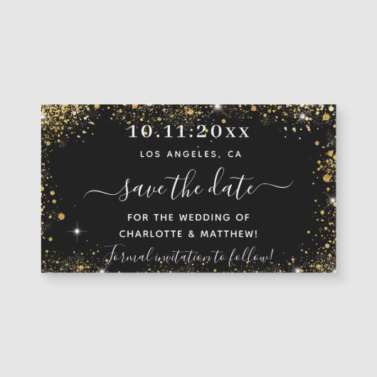 Zwarte gouden bruiloft met de date magnet (Voorkant)