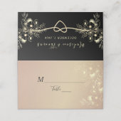 Zwarte gouden bruiloft plaatskaartje (Buitenkant ongevouwen)