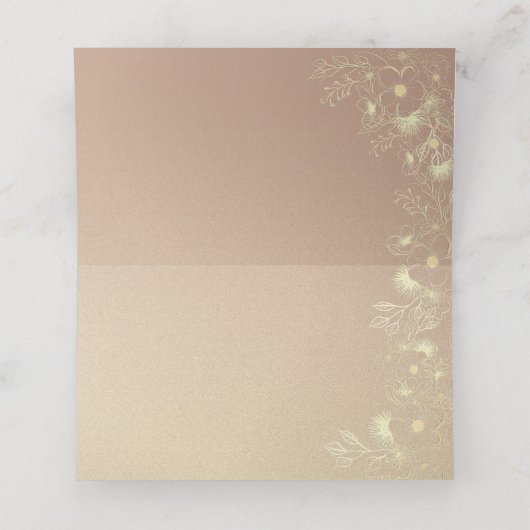 Zwarte gouden bruiloft plaatskaartje (Binnenkant ongevouwen)