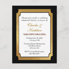 Zwarte & gouden bruiloft repetitie kaart