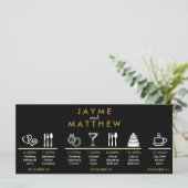 Zwarte gouden bruiloft tijdlijn Welkomsttas Opmerk (Staand voorkant)