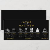 Zwarte gouden bruiloft tijdlijn Welkomsttas Opmerk (Voorkant / Achterkant)