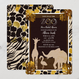 Zwarte Gouden Bruine Dieren Safari Bruidsdouche Kaart