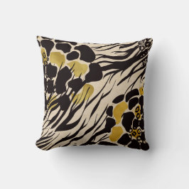 Zwarte Gouden Bruine Dieren Safari Print Feestje Kussen