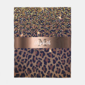 Zwarte gouden bruinkoolmonogram fleece deken (Voorkant)