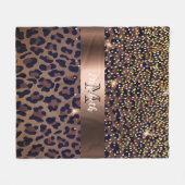 Zwarte gouden bruinkoolmonogram fleece deken (Voorkant (Horizontaal))