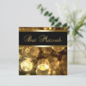 Zwarte Gouden Bubbles Bat Mitzvah Kaart (Staand voorkant)