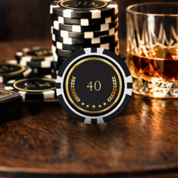 Zwarte & Gouden Casino Nacht Favoriet – 40e Verjaa Poker Chips