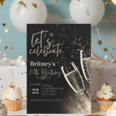 Zwarte gouden champagne 60ste verjaardagsfeest kaart