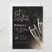 Zwarte gouden champagne 60ste verjaardagsfeest kaart (Voorkant)