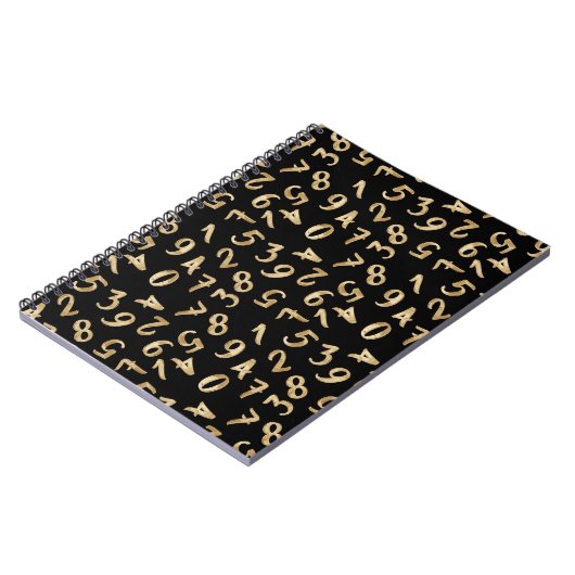 Zwarte Gouden Cijfers Luxe Patroon Chic Accountant Notitieboek (Linkerzijde)