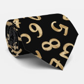Zwarte Gouden Cijfers Luxe Patroon Chic Accountant Stropdas (Opgerold)