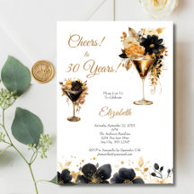 Zwarte Gouden Cocktails Dranken Bloemen 30e Verjaa