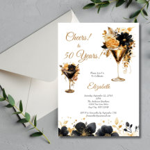 Zwarte Gouden Cocktails Dranken Bloemen 50ste Verj