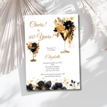 Zwarte Gouden Cocktails Dranken Bloemen 60e Verjaa