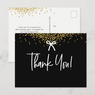Zwarte Gouden Confetti 30e Verjaardag Bedankt Briefkaart