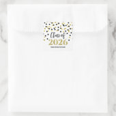 Zwarte Gouden Confetti Afstuderen 2026 Vierkante Sticker (Tas)