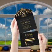 Zwarte gouden confetti jaar verjaardag rsvp all in one uitnodiging