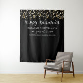 Zwarte Gouden Confetti Slierten voor Pensionering Wandkleed (In situ)