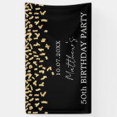 Zwarte gouden confetti spandoek (Verticaal)